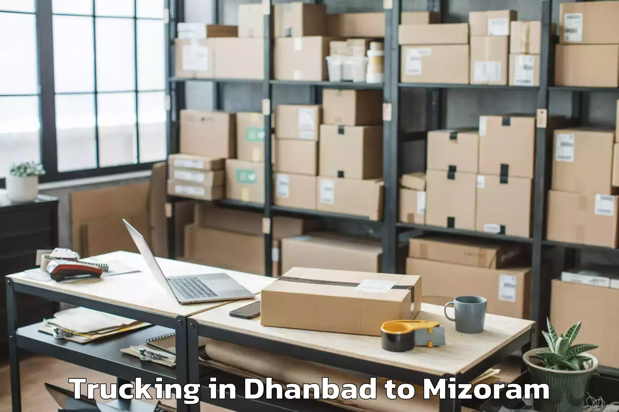 Top Dhanbad to Hnahthial Trucking Available